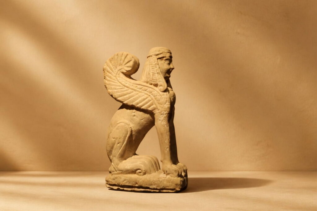 Steinerne Sphynx als Symbol für Naturmaterial, Handwerk und Beständigkeit – Inspiration im Rasenna‑Blog.